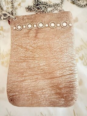 Lisa Berck- Metallic Rose Gold Crossbody Bag with Stud Detail